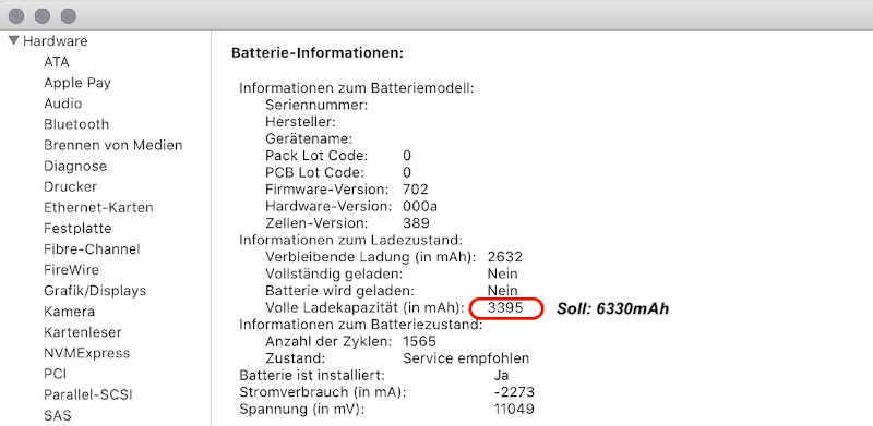 Batterie Informationen