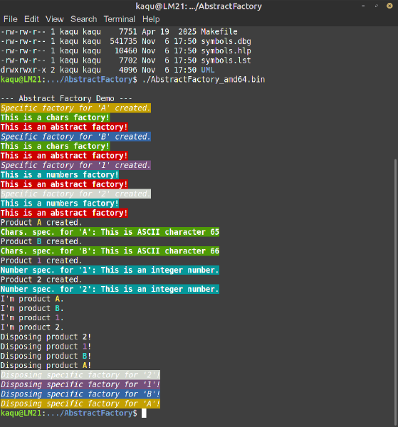 AbstractFactory Output